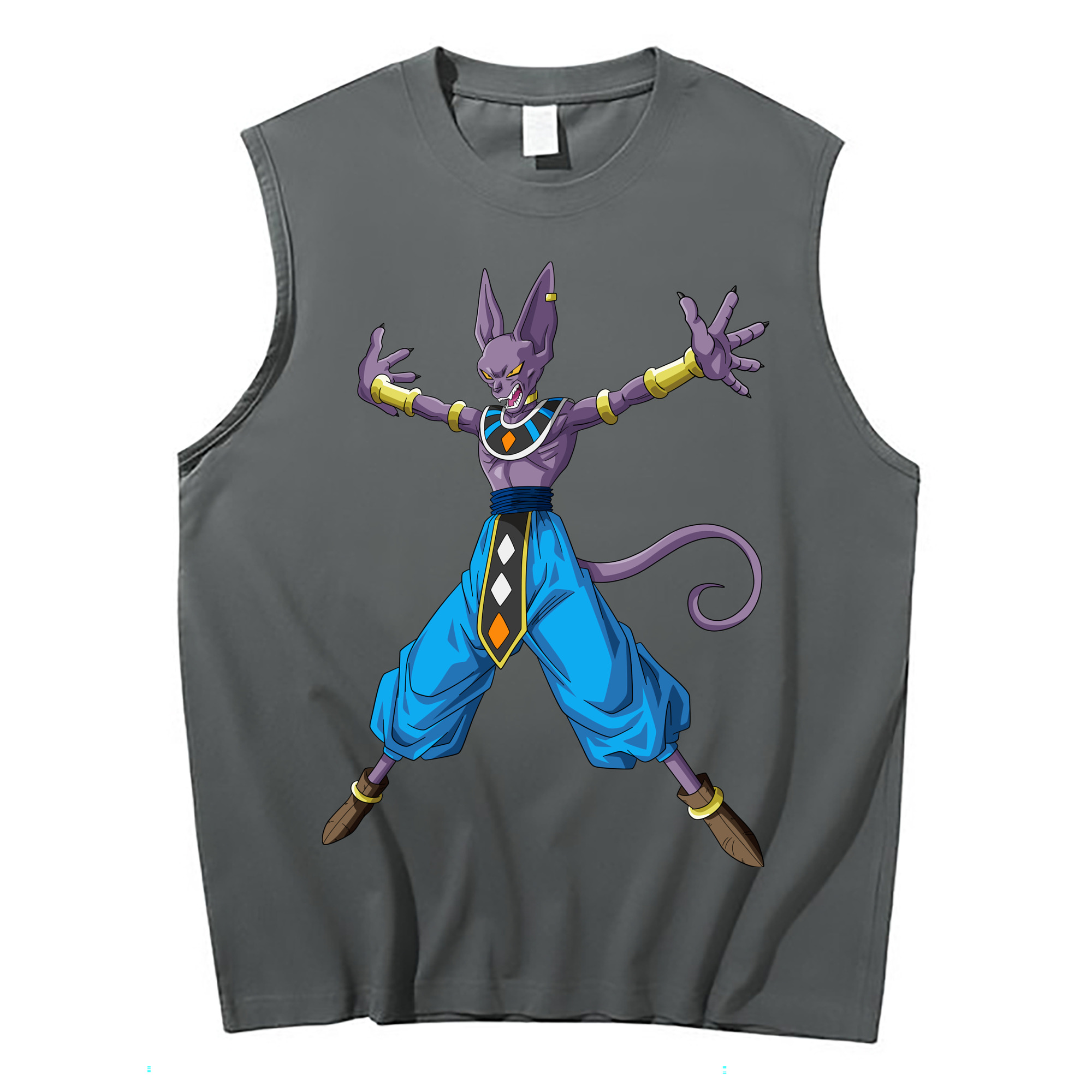 （画像用） ドラゴンボール ビルス 破壊神ビルス DRAGON BALL Beerus Birusu コットン100％タンクトップ（フロントプリント）